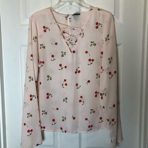 Rue 21 Baby Pink Cherry Top.  🍒 Size L